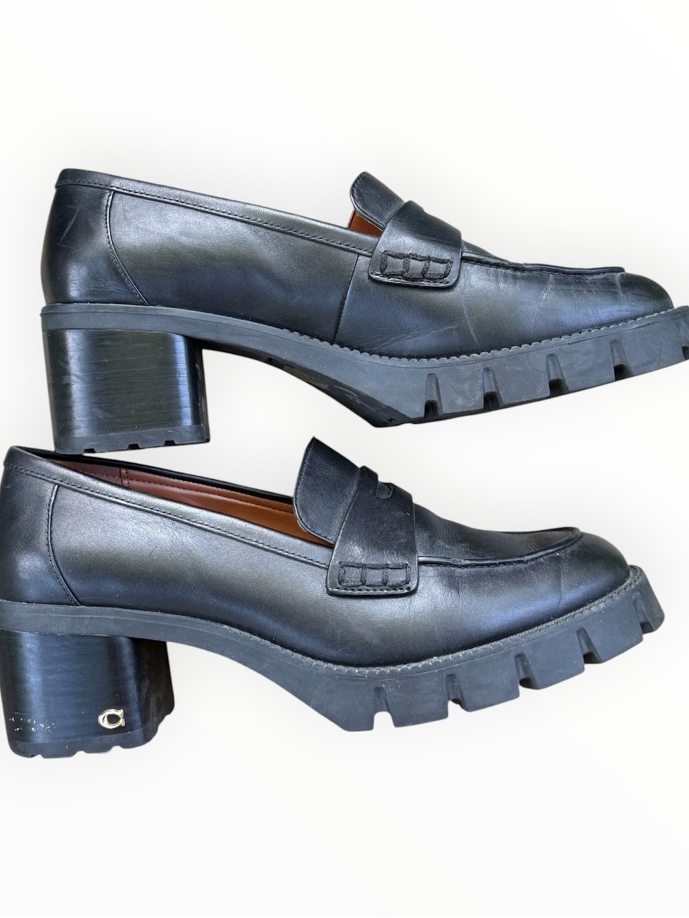 Coach Colleen platform loafers black leather women’s size 8 EUC 90s inspired - Picture 3 of 9